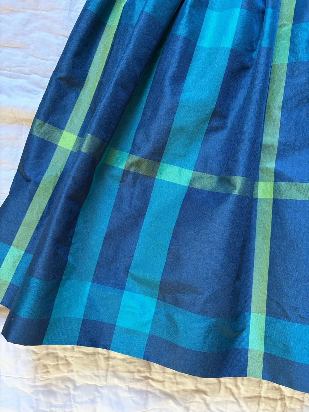 Jacadi Navy and Teal Plaid Holiday Dress